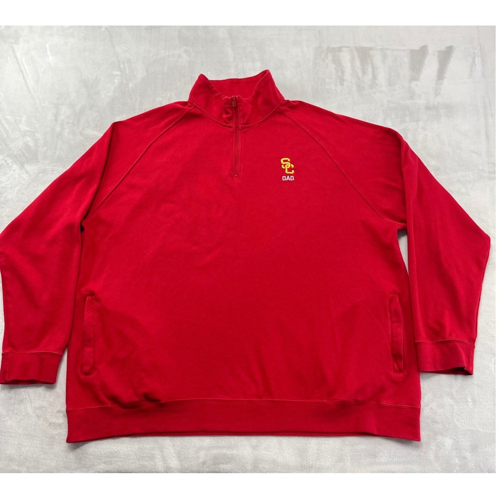 Team Trojan 1/4 Zip Sweatshirt Men XXXL Red USC Trojans SC Dad Mock NeckPullover